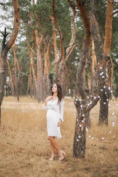 Beautiful Pregnant Girl Park — Stock Photo, Image