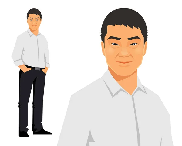 年轻的亚洲业务男人站 — 图库矢量图片