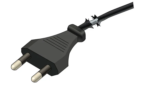 Poškozený napájecí kabel a zástrčka — Stockový vektor