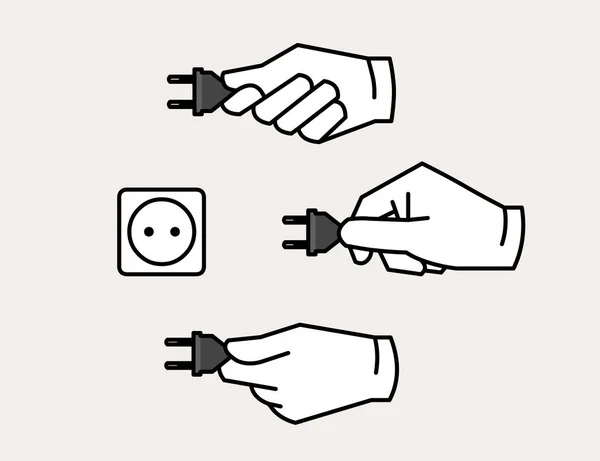 Hand hält Stecker-Symbol — Stockvektor