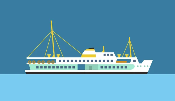 Ícone de vetor plano de navio de balsa de passageiros Gráficos De Vetores