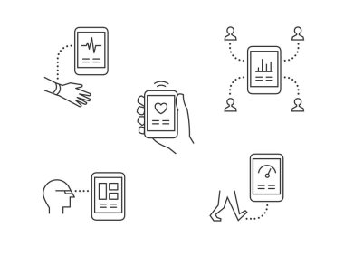 Wearable technology outline icons clipart
