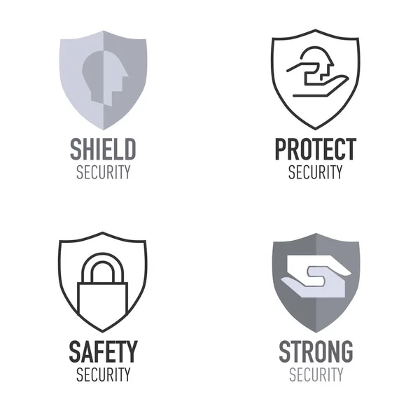 Güvenlik ve Koruma Kalkanı formu logoda. Vektör çizim
