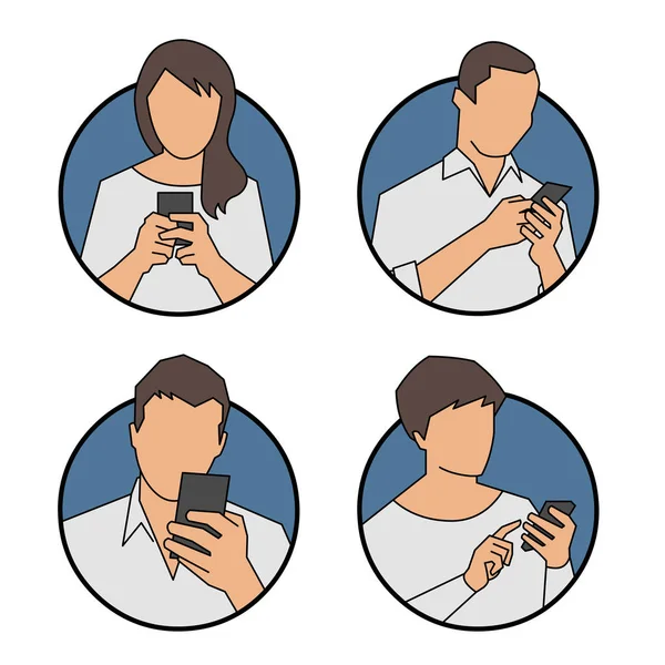 Vector de personas que utilizan, mirando el teléfono inteligente — Archivo Imágenes Vectoriales