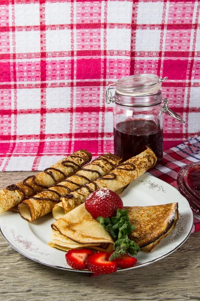 Panquecas, comida, fundo, pastelaria, café da manhã, fresco — Fotografia de Stock