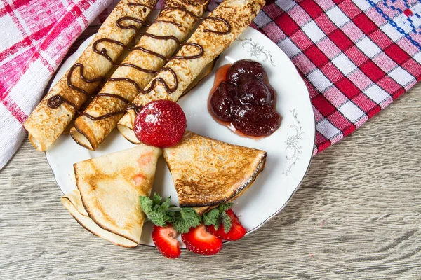 Panquecas, comida, fundo, pastelaria, café da manhã, fresco — Fotografia de Stock