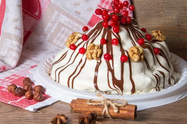 Cake, food, white, decorated, holiday, background — Stock Photo, Image