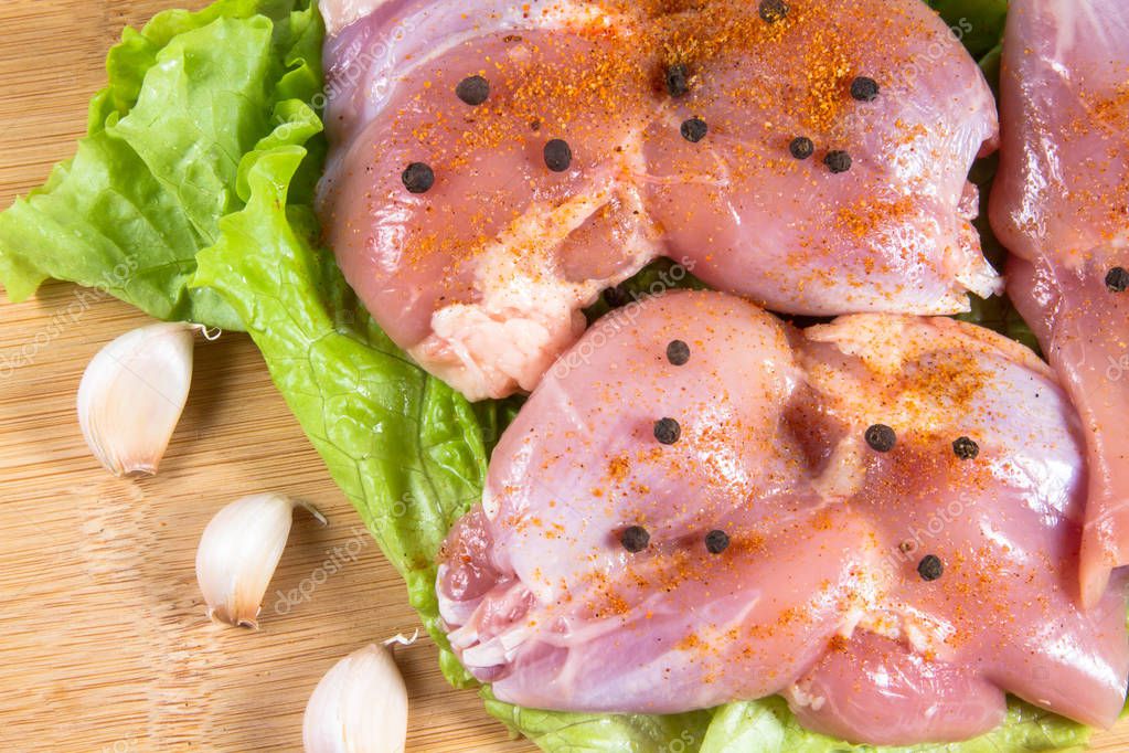 Meat, chicken, food, poultry, diet, greens, food — Stock Photo