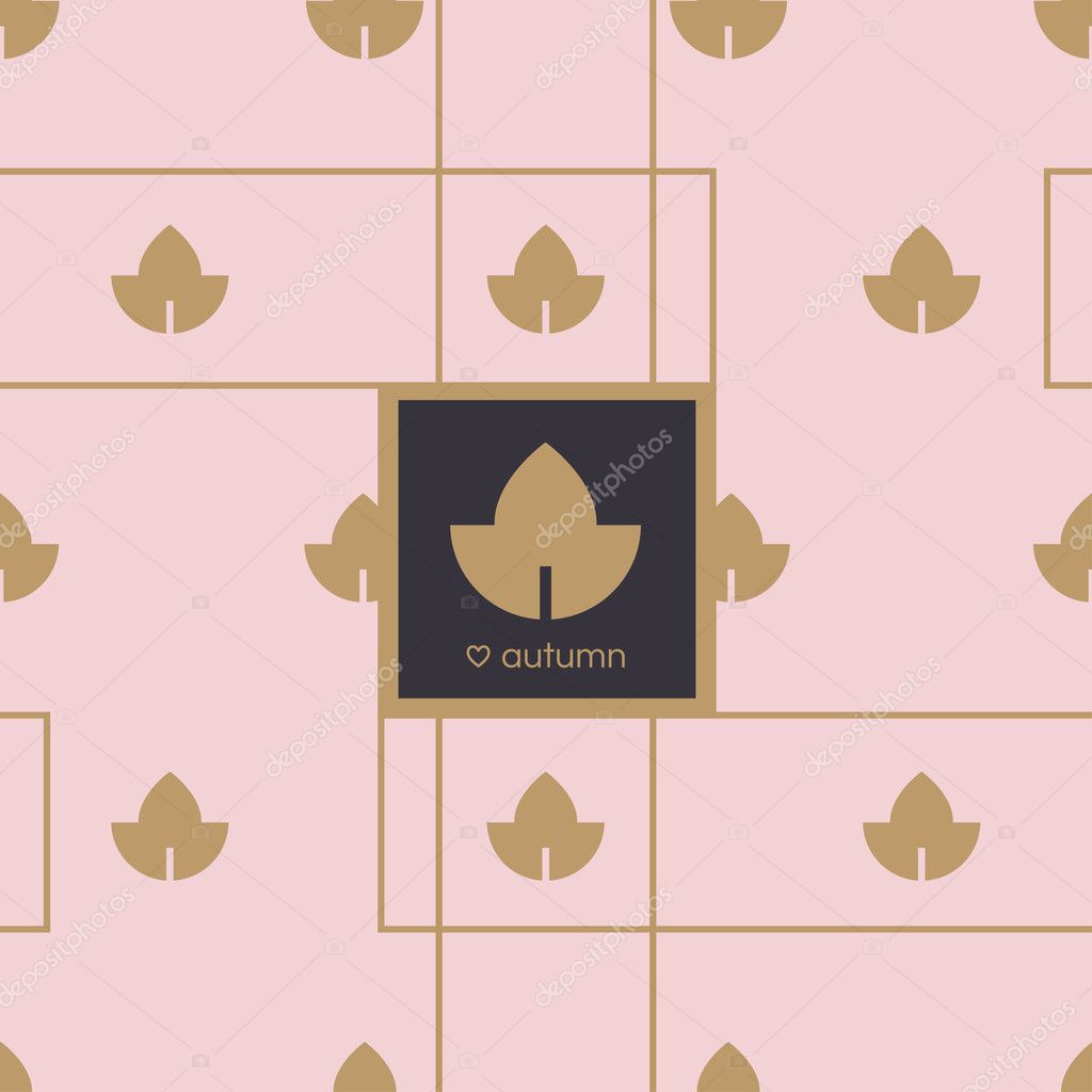 Elegant autumn leaves icons on pink background