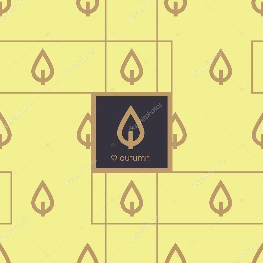 Elegant autumn leaves icons on yellow background