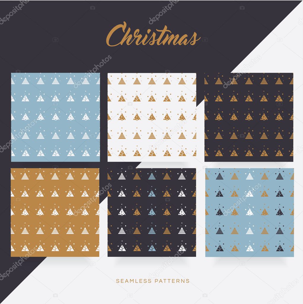 set of greeting cards with Christmas patterns