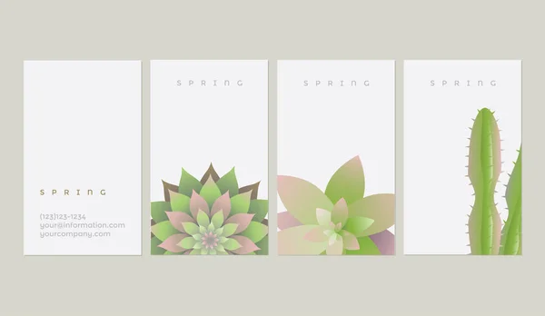 Templates with succulents and cacti plants Stock Illustration