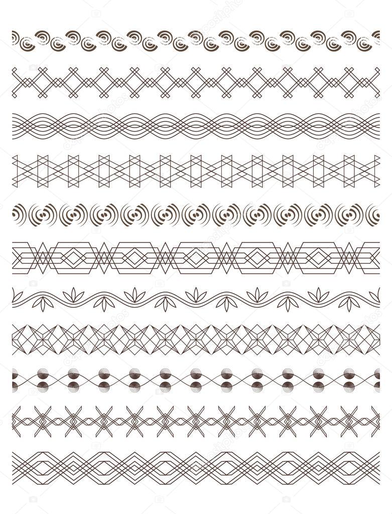 Set of border lines. — Stock Vector © Khaladok 128815130