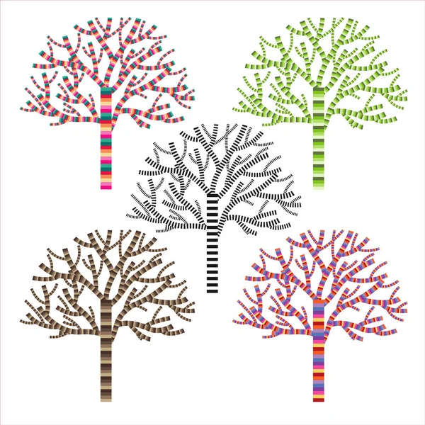 Conjunto vectorial de árboles coloridos . — Archivo Imágenes Vectoriales