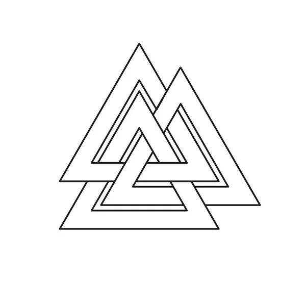 Symbole Valknut. Symbole vectoriel noir et blanc . — Image vectorielle