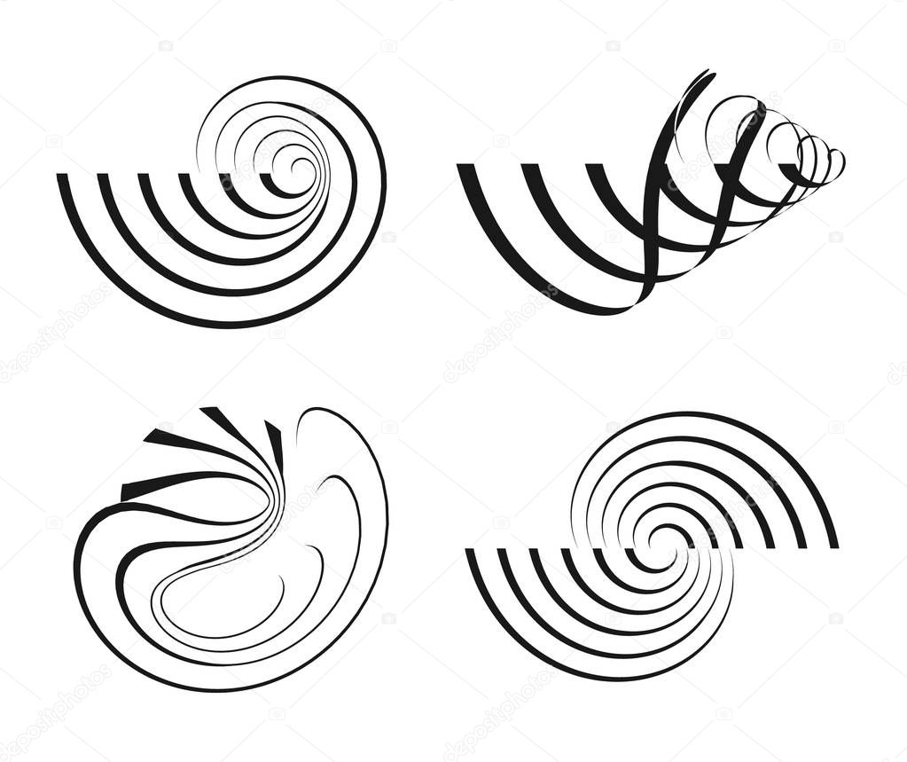 Vector abstract swirl backgrounds. Creative geometric patterns. Modern design elements.