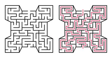 Soyut labirent / giriş ve çıkış ile labirent. Vektör labirent 224.