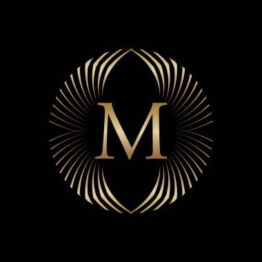Soyut monogram sembolü. Vektör yaratıcı altın desen.