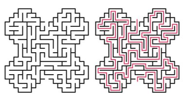 Soyut labirent / giriş ve çıkış ile labirent. Vektör labirent 229.