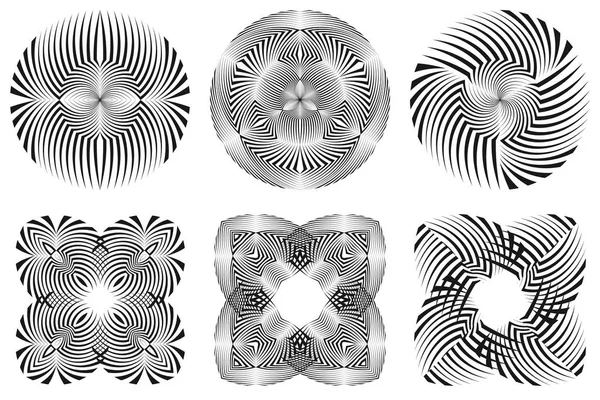 Abstracte Geometrische Cirkel Vierkante Patronen Creatieve Symbolen Ontwerpelementen Vector Zwart — Stockvector