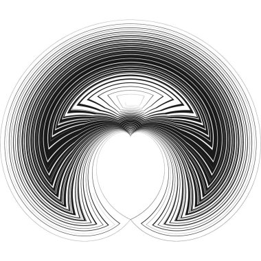 Soyut noktalı çizgiler yaratıcı geometrik daire desen. Vektör modern tasarım siyah amd beyaz arka plan.