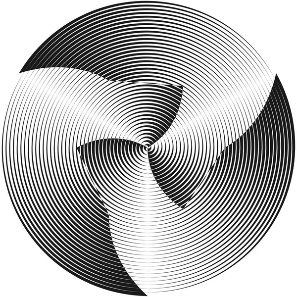 抽象的なハーフトーン線サークル 創造的な幾何学模様 モダンなデザインの錯覚のベクトルの背景 — ストックベクタ