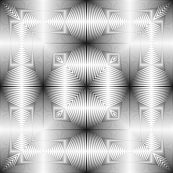 抽象的半色调线 创造性的几何 无缝图案 矢量现代设计光学错觉黑白背景 — 图库矢量图片