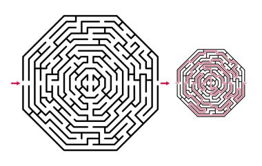Giriş ve çıkışı olan soyut labirent / labirent. Vektör labirent 275.