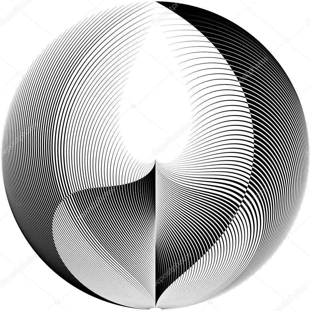 Abstract halftone lines circle background, geometric dynamic pattern, vector modern design texture.