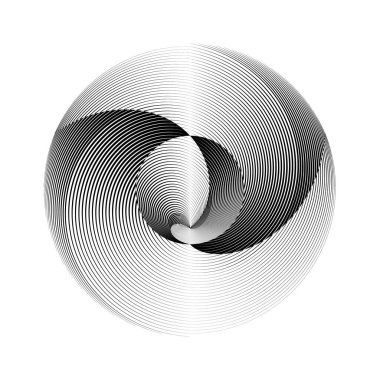 Soyut yarım ton çizgileri çember arkaplan, geometrik dinamik desen, vektör modern tasarım dokusu.