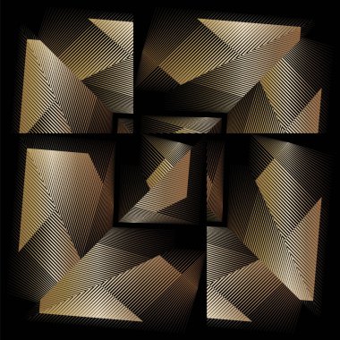 Soyut altın desen, yarım ton çizgiler metalik arkaplan, vektör modern tasarım dokusu kart, kapak, poster, dekorasyon için.