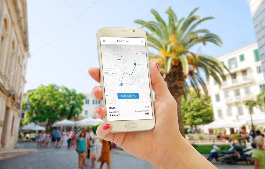 Find taxi driver and trail distance with smart phone app