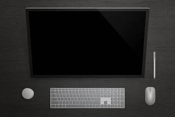 Surface studio with computer display with touch screen. Horizontal position for pen use