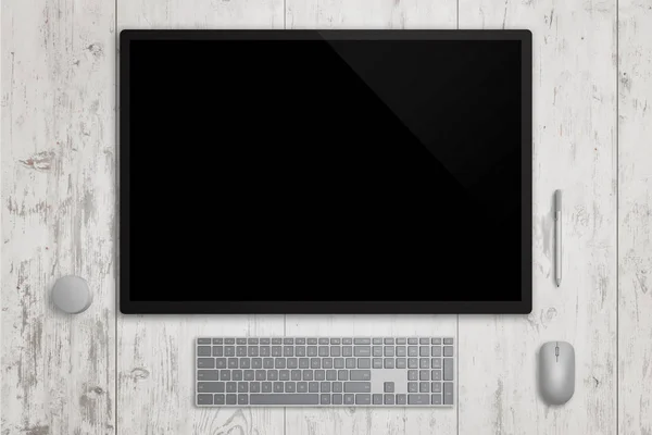 Designer surface display studio in horizontal position. Blank touch screen for design mockup presentation — Stock Photo, Image