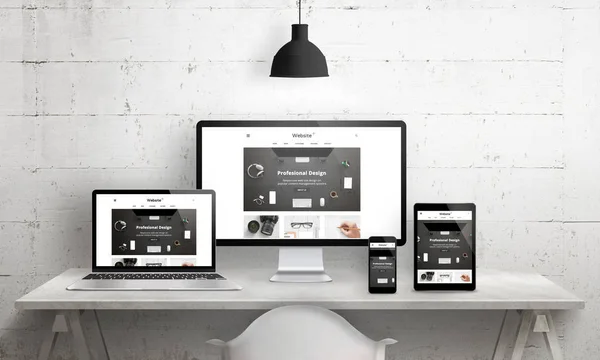 Escena de deks creativos para promoción de agencias de diseño web —  Fotos de Stock