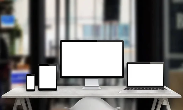 Flera enheter för responsiv webbplats främjande — Stockfoto