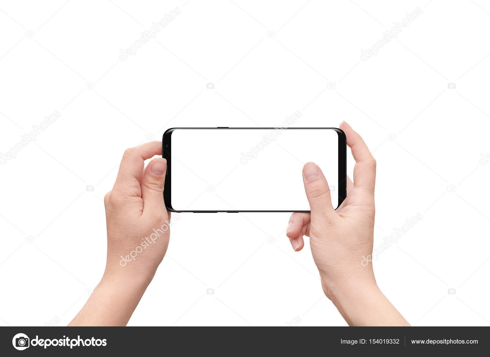 Download Isolated Hand And Mobile Phone Woman Holding Modern Smart Phone With Isolated Screen For Mockup Stock Photo C Vlado85 154019332 PSD Mockup Templates