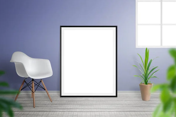 Foto frame mockup in woonkamer interieur — Stockfoto