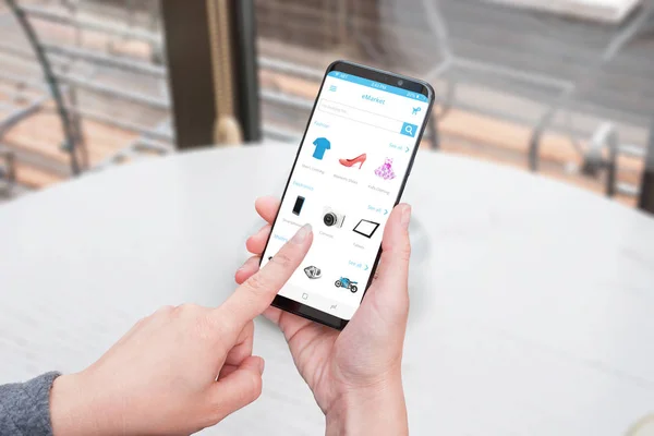 Vásárolni Online Okos Telefon App Ruhák Cipők Elektronikus Motorok — Stock Fotó