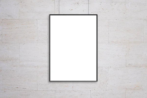 Hanging Poster Frame Mockup Blank White Isolated Surface Design Presentation — Stock Photo, Image