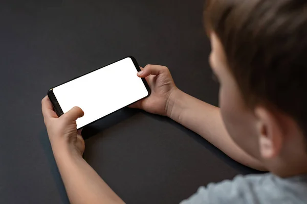 Telefonmockup Pojkens Händer Horisontell Position Med Isolerad Skärm För Spel — Stockfoto