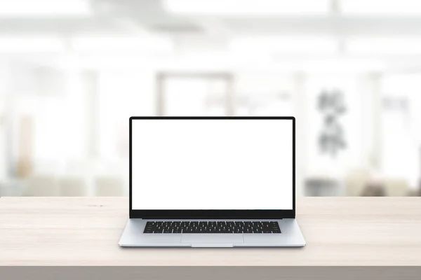 Laptop Attrappe Auf Dem Schreibtisch Isolierter Bildschirm Für Attrappe App — Stockfoto