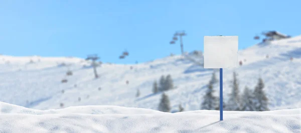 Signost Esqui Branco Maquete Estação Esqui Elevadores Esqui Encostas Fundo — Fotografia de Stock