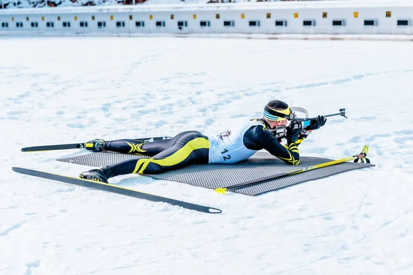 Biathlon Lies Shooting Target Rifle Wide Angle Shooting Range Background — 스톡 사진