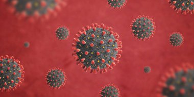 Coronavirus virions saldırı hücreleri. Tehlikeli virüs salgını kavramı