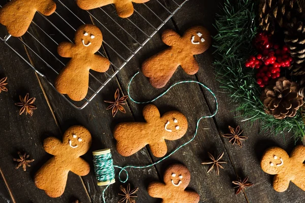 Ginger Man Cookies on Rustic Wooden Table