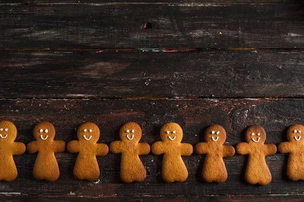 Ginger Man Cookies on Wooden Background Under Side