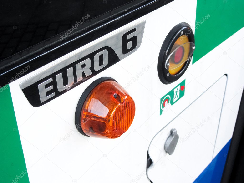 Euro 6 label on bus for urban transport