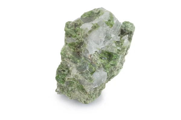 Green mineral of clorite and quartz in white background — Stock Photo, Image