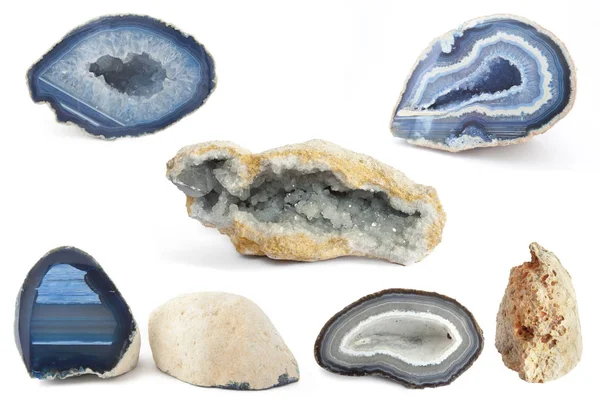 白色和蓝色的 geode 生产一节 — 图库照片